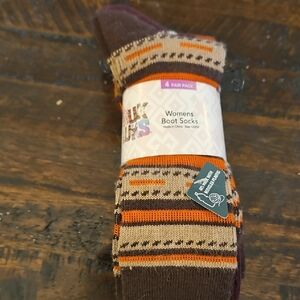 Muk Luks Women's Boot Socks - Purple and Orange